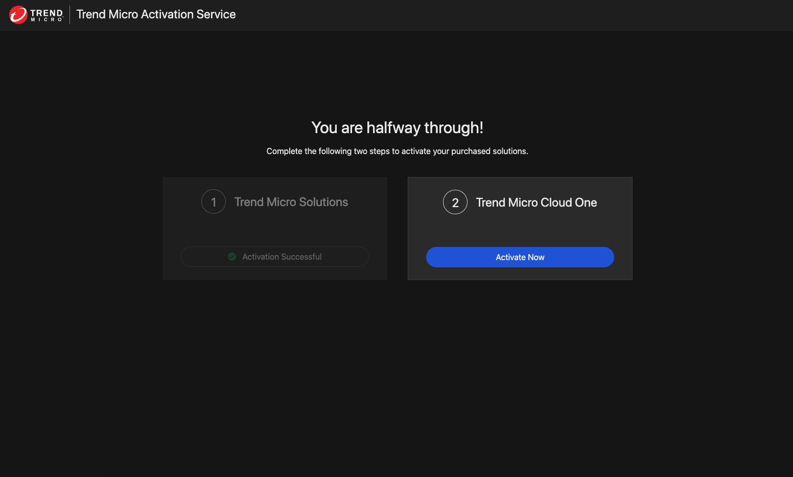 Trend Micro Activation Service with Trend Micro Cloud One ready to activate