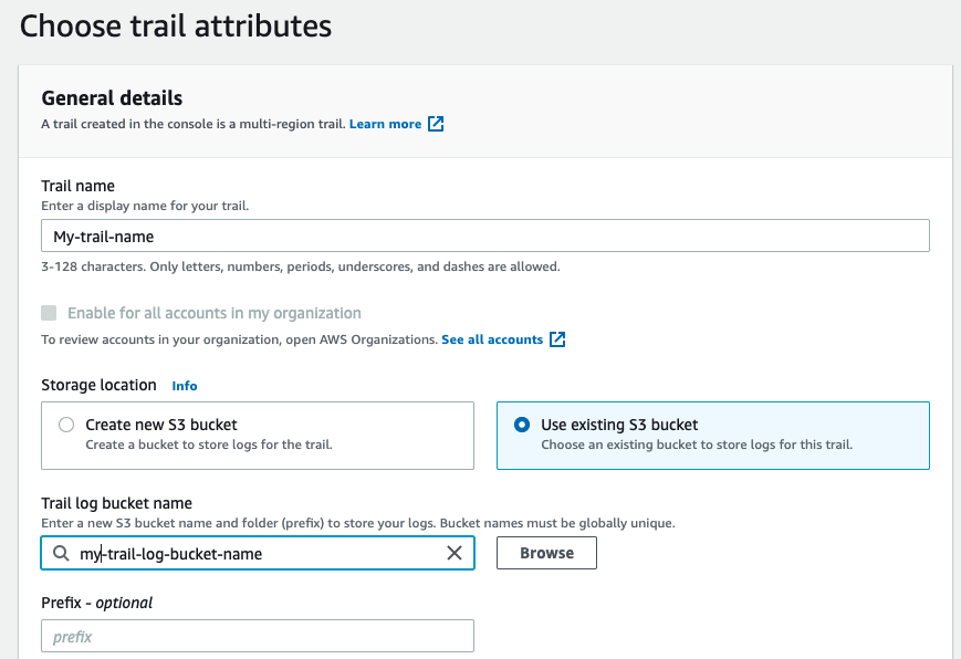 Choose trail attributes