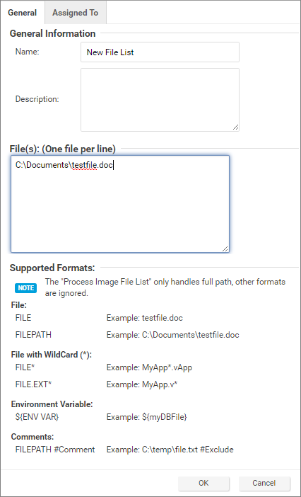 File list properties