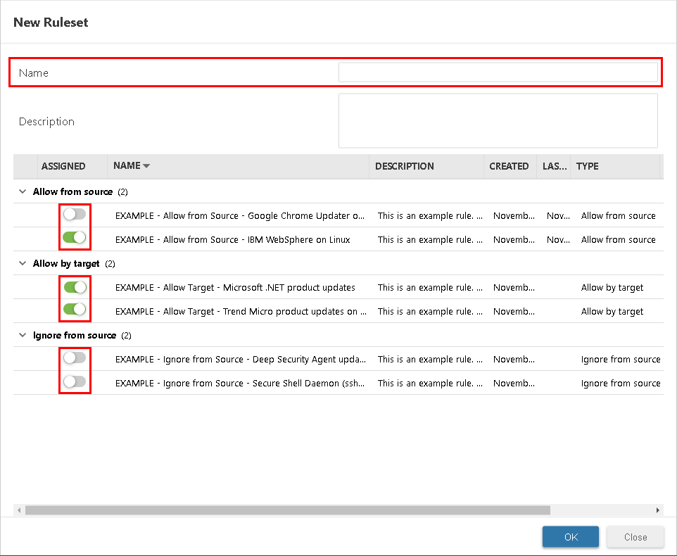 Create a ruleset from the Policies tab