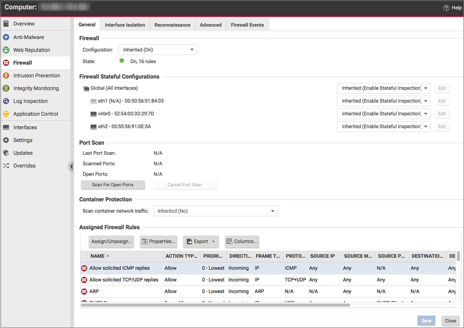 Screenshot of Firewall settings in Policy editor