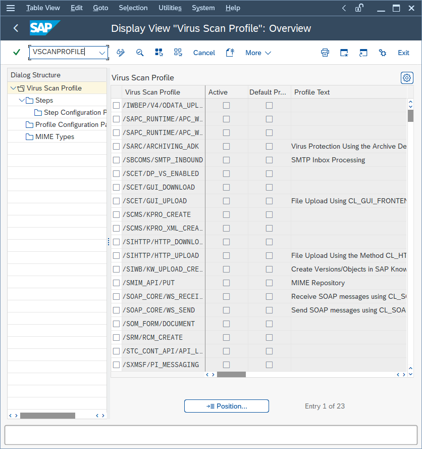 SAP VSCAN profile