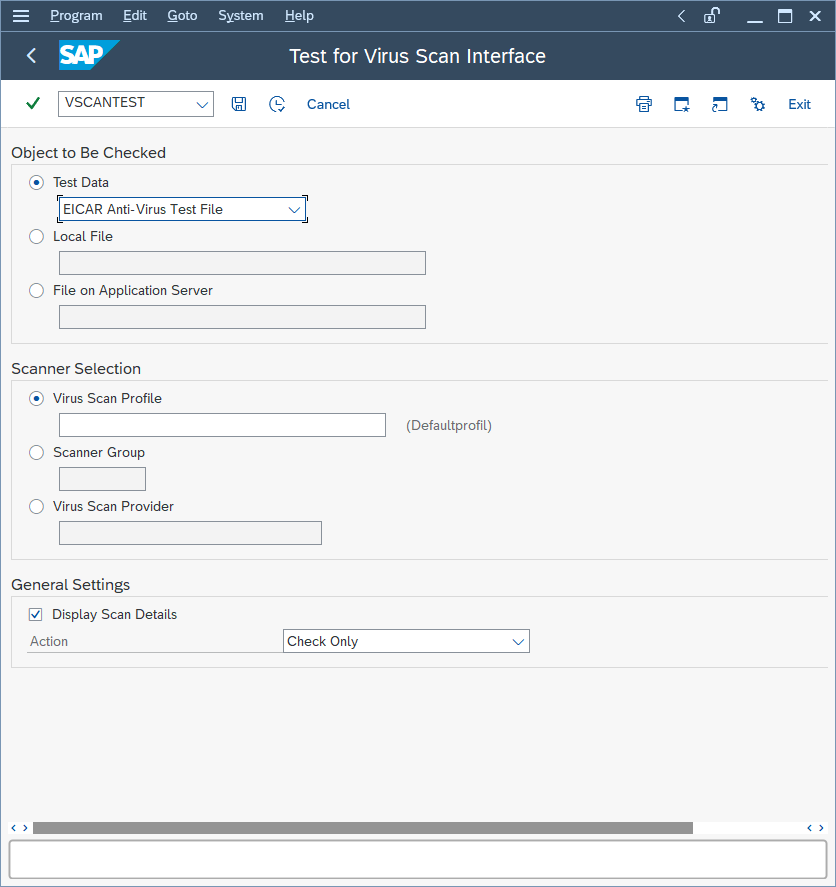 SAP test VSCAN